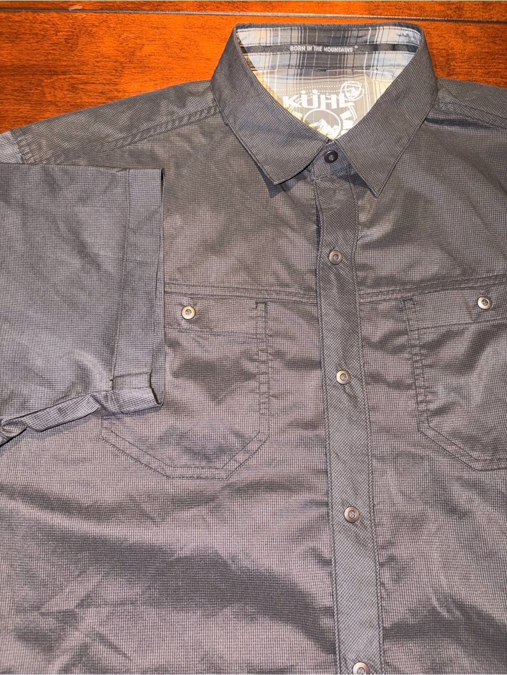 Kuhl Mens Large Stealth Snap Button Short Sleeve Lightweight Performance Black